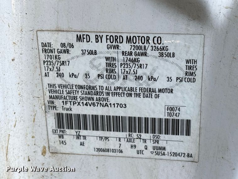 image for item EU0828 2007 Ford F-150 Ext. Cab pickup truck