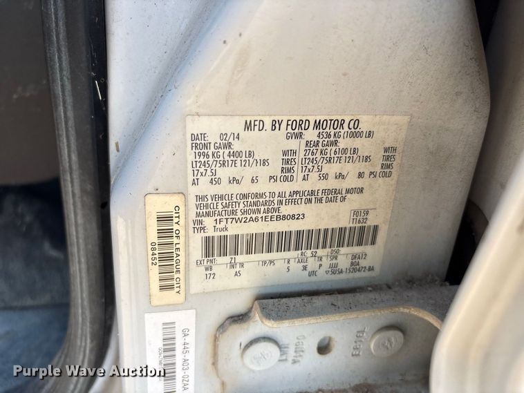 image for item EU0836 2014 Ford F250 Super Duty Crew Cab utility bed pickup truck