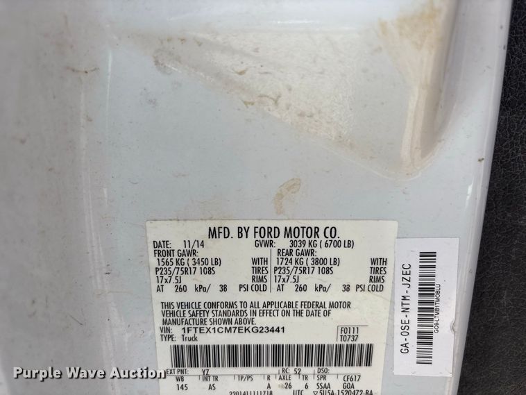 image for item EU0842 2014 Ford F150 Ext. Cab pickup truck