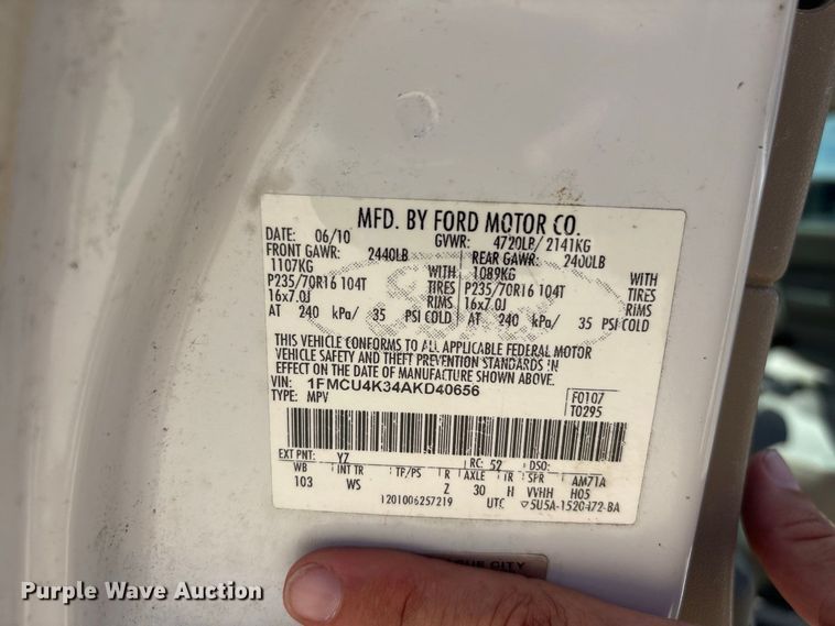 image for item EU0846 2010 Ford Escape SUV
