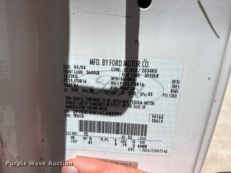 image for item EU0847 2004 Ford F-150 Heritage Ext. Cab pickup truck
