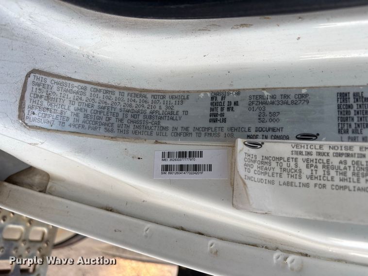 image for item EU0856 2003 Sterling L8500 dump truck