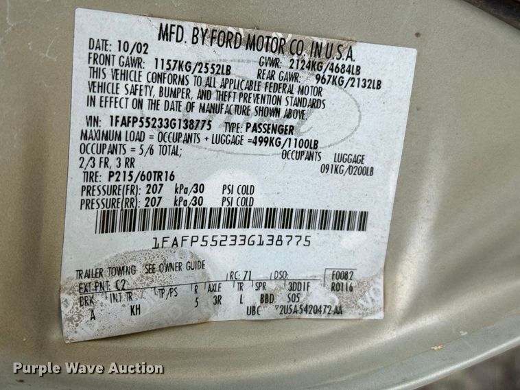 image for item EW4331 2003 Ford Taurus 