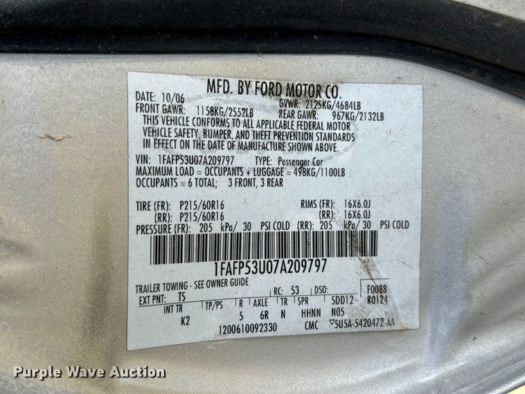 image for item EW4333 2007 Ford Taurus 