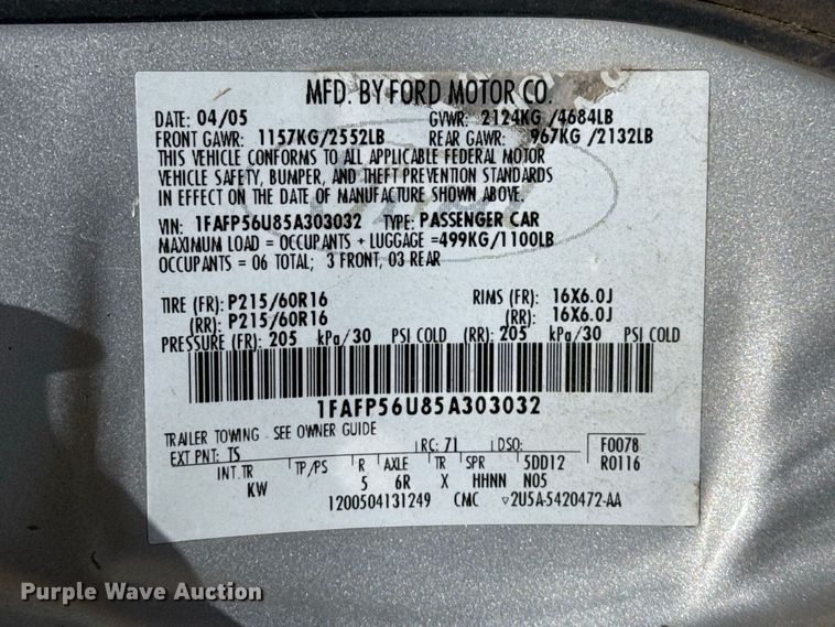 image for item EW4334 2005 Ford Taurus 