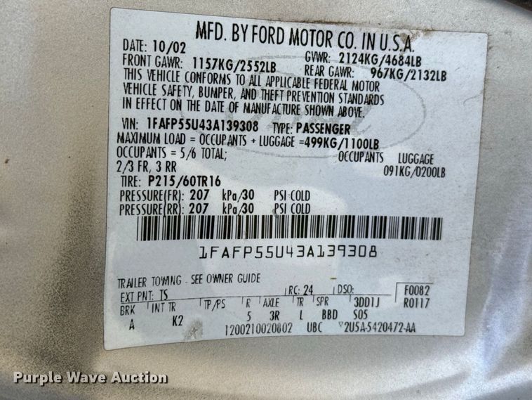 image for item EW4336 2003 Ford Taurus 