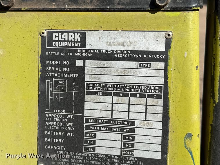 image for item EW4355 Clark C500-30 forklift