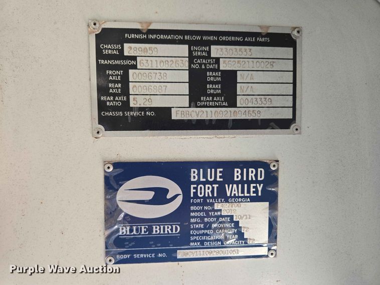 image for item EW8530 2012 Blue Bird Bb Conventional school bus
