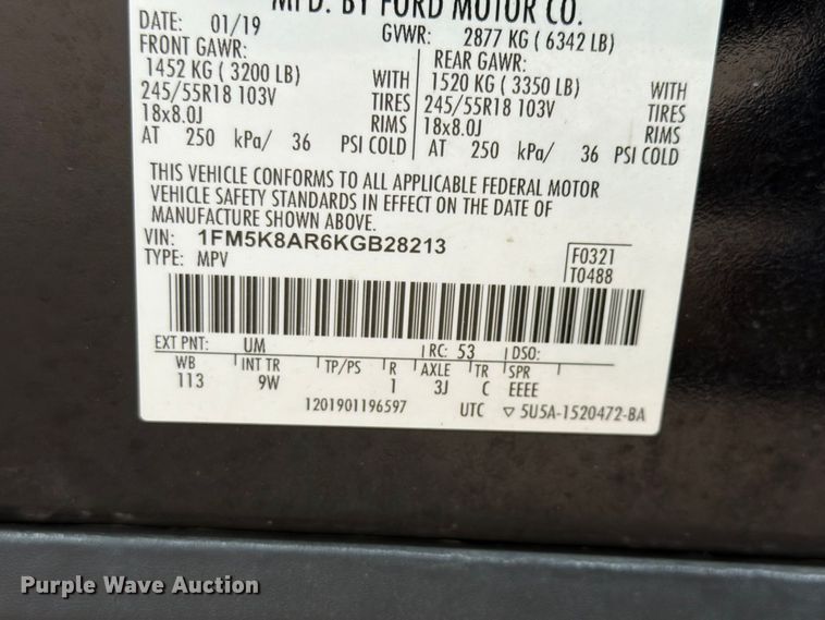 image for item EX4610 2019 Ford Explorer Police Interceptor SUV