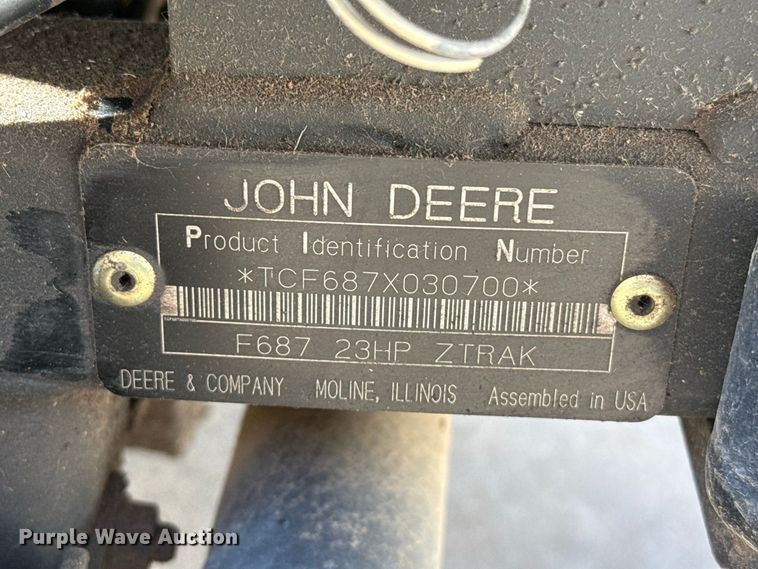image for item FB6931 John Deere F687 ZTR lawn mower