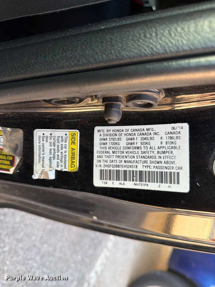 image for item FB8880 2014 Honda Civic 