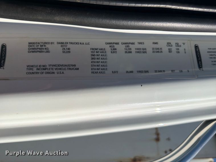 image for item FB8903 2018 Freightliner 114SD dump truck