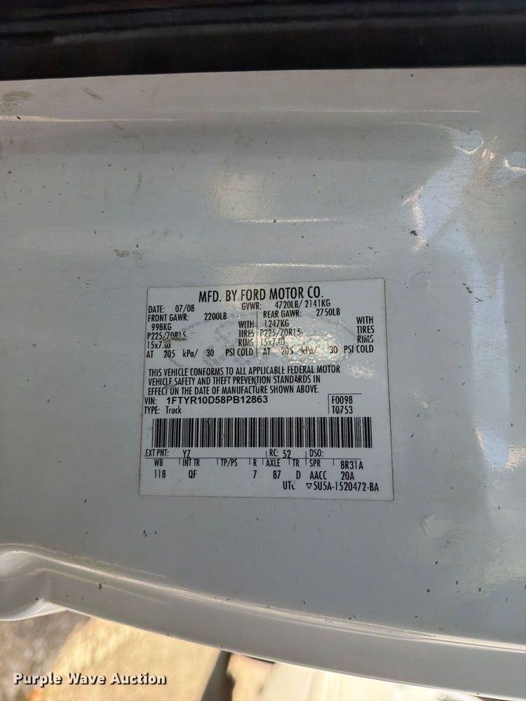 image for item FB8906 2008 Ford Ranger pickup truck