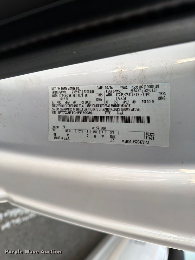image for item FB8909 2017 Ford F250 Super Duty Ext. Cab pickup truck