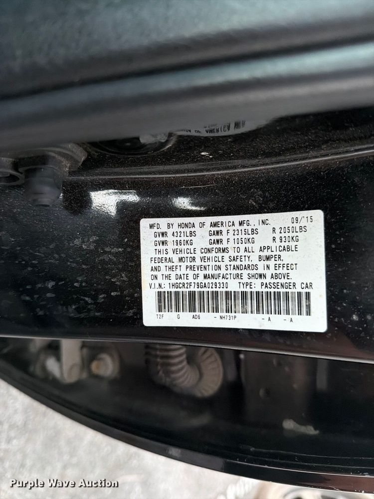 image for item FB8923 2016 Honda Accord 