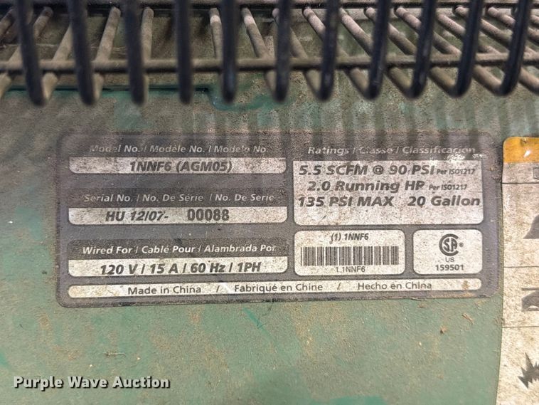 image for item FB8934 Speedaire 1NNF6 air compressor
