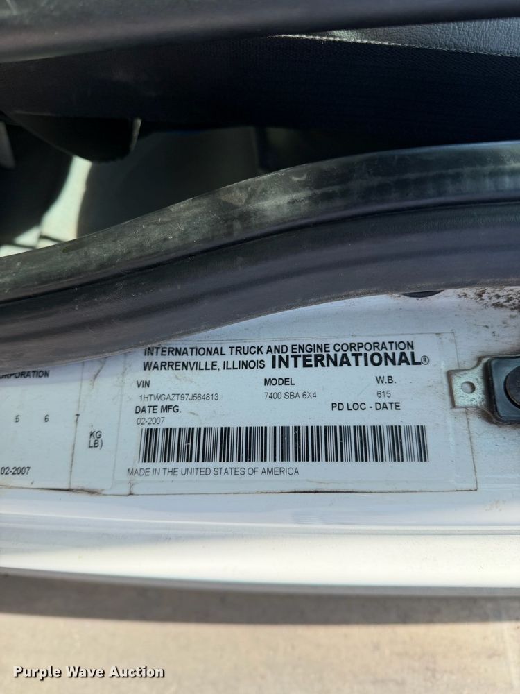 image for item FB8963 2007 International WorkStar 7400 sewer jetter truck