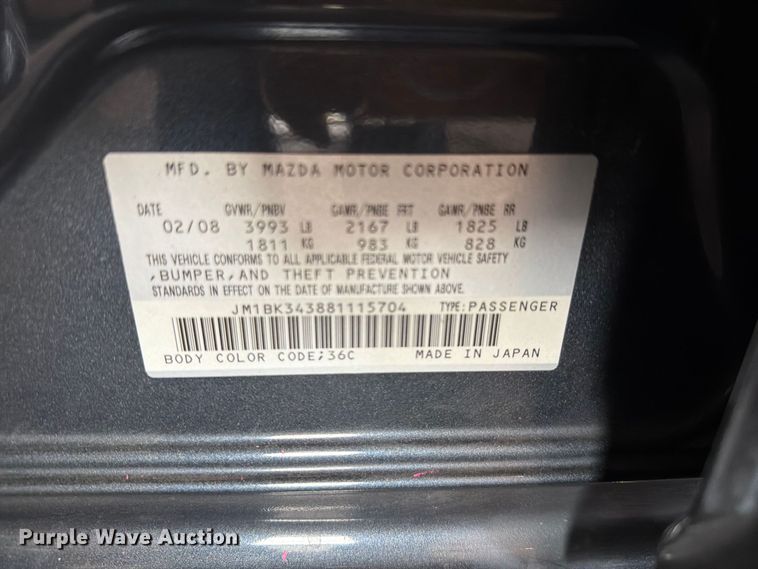 image for item FH6444 2008 Mazda Mazda3 