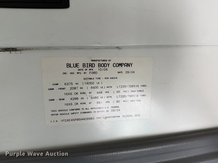 image for item FK4059 2005 Ford E450 school bus