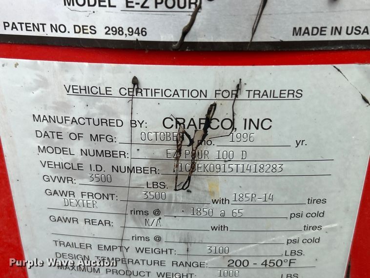 image for item FT6053 1996 Crafco EZ Pour 100D Crack Sealer