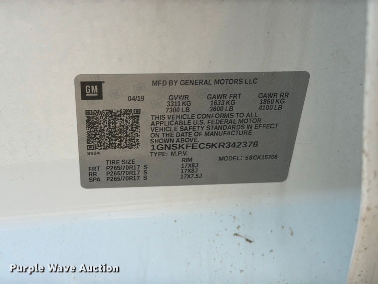 image for item FT6271 2019 Chevrolet Tahoe SSV SUV