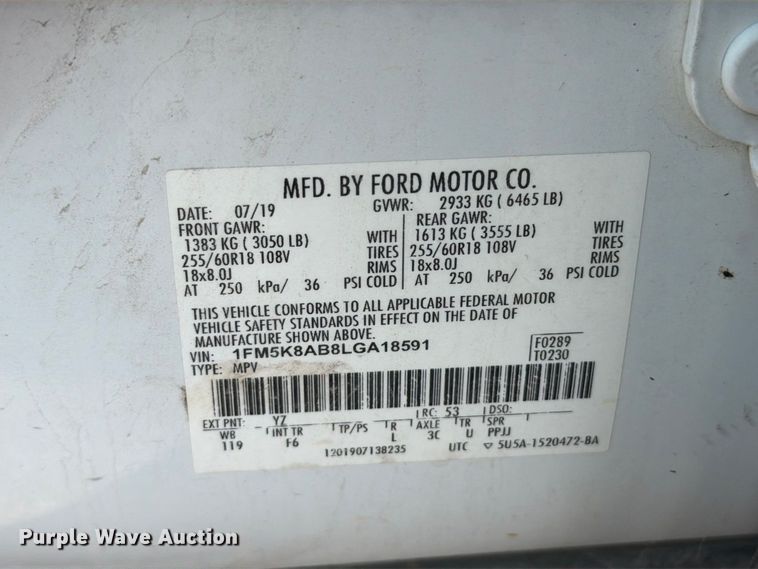 image for item FT6272 2020 Ford Explorer Police SUV