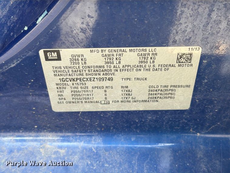 image for item FT6293 2014 Chevrolet Silverado 1500 Ext. Cab pickup truck