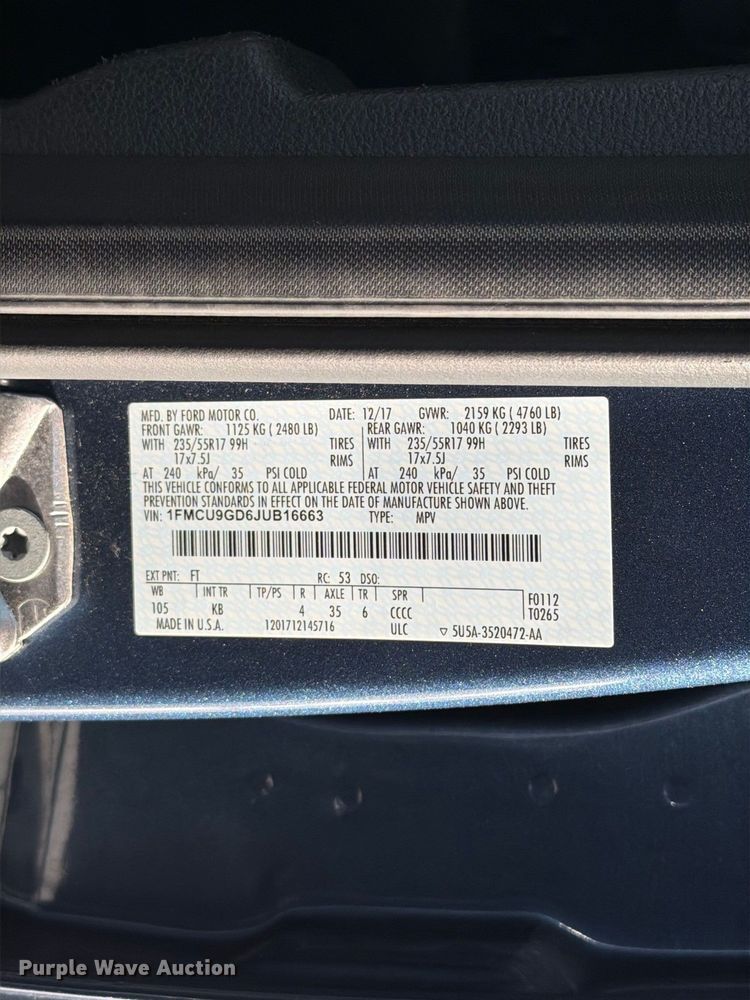 image for item FT6303 2018 Ford Escape SE SUV