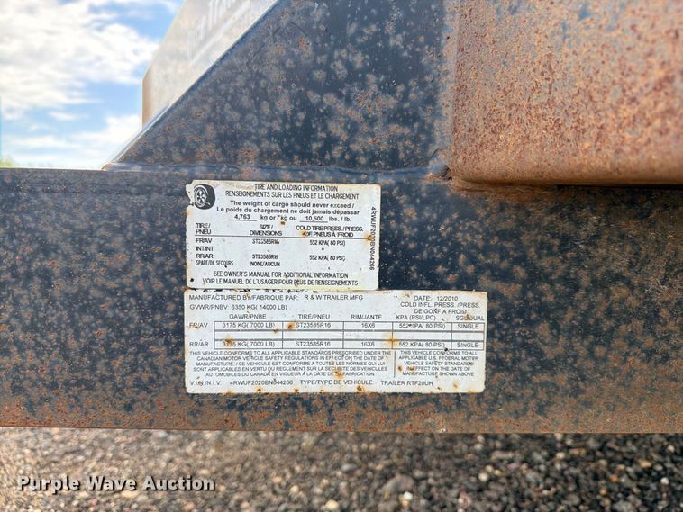 image for item FT8049 2011 R&W Trailer Mfg Rice tilt deck utility trailer