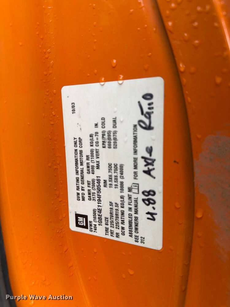 image for item FT8053 2004 Chevrolet C4500 dump truck
