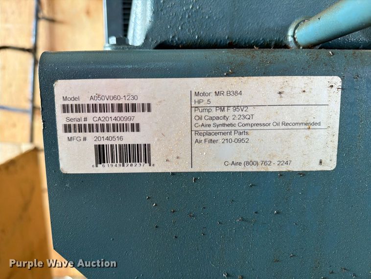 image for item FT8056 C-Aire A050V060-1230 air compressor