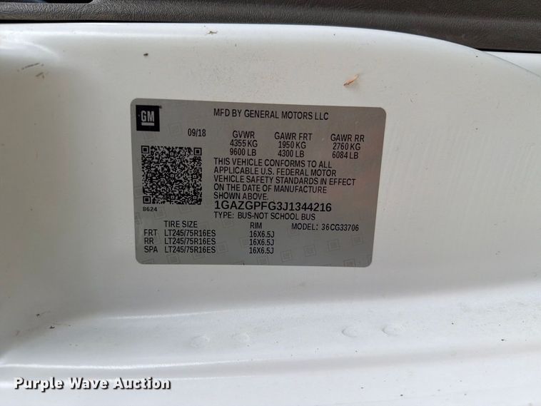 image for item FT8079 2018 Chevrolet Express 3500 van