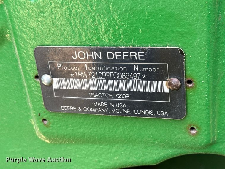 image for item ND9541 2015 John Deere 7210R MFWD tractor