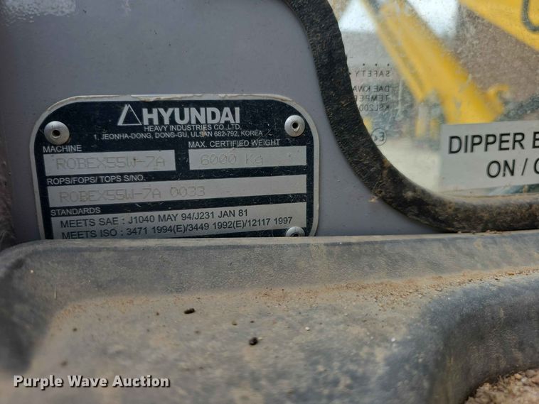 image for item NF9668 Hyundai ROBEX55W7A wheeled excavator