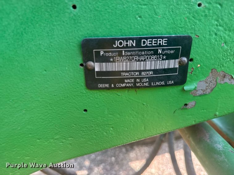 image for item DY3267 2010 John Deere 8270R MFWD tractor