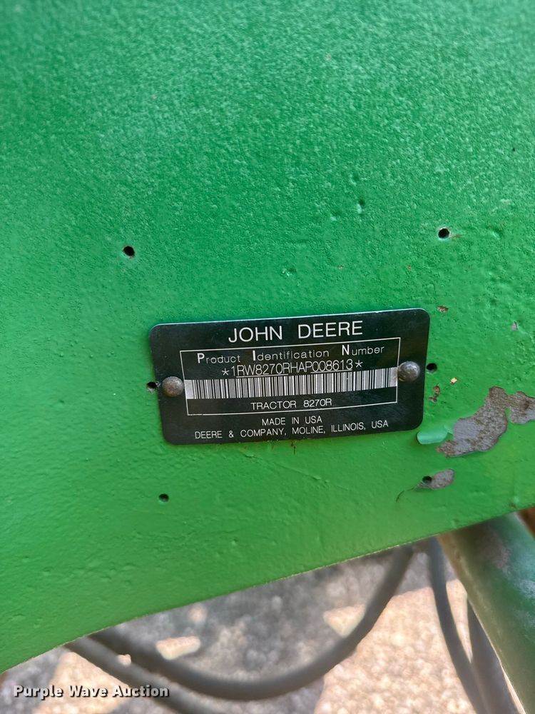 image for item DY3267 2010 John Deere 8270R MFWD tractor