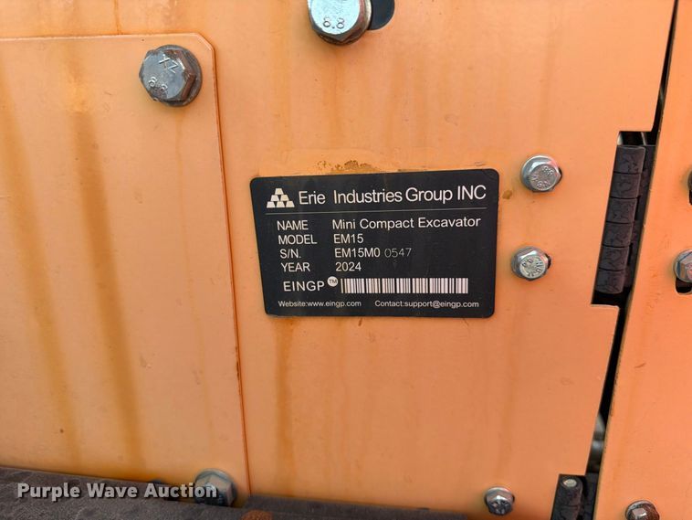 image for item EU1551 2024 Erie Industries EM15 mini excavator