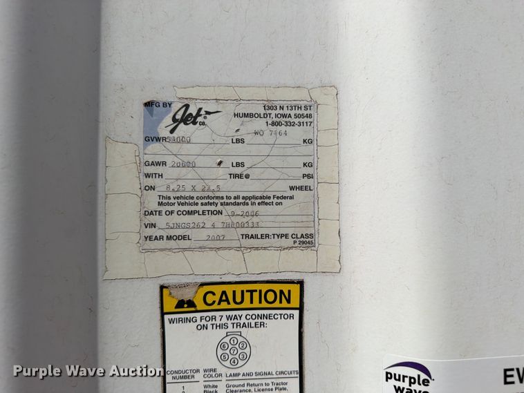 image for item EW4080 2007 Jet Co. grain trailer
