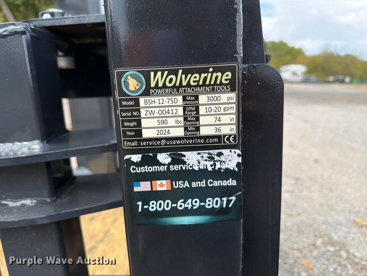 image for item EW8878 Wolverine BSH-12-75D skid steer bale grabber