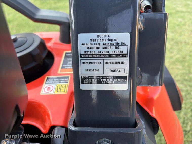 image for item FN2570 2022 Kubota BX2380 MFWD tractor