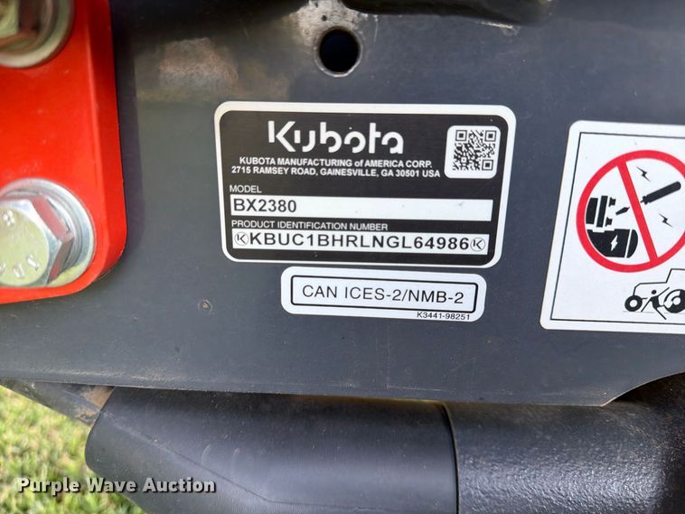 image for item FN2570 2022 Kubota BX2380 MFWD tractor