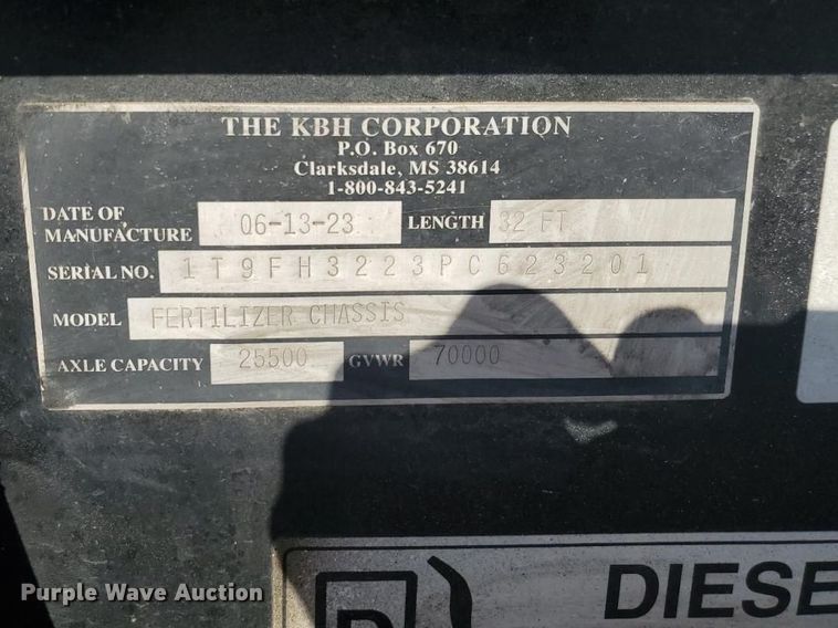 image for item YA4970 2023 KBH fertilizer tender trailer