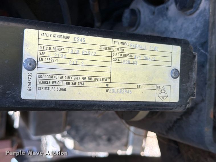 image for item YA5079 2016 Case IH Farmall 110C MFWD tractor