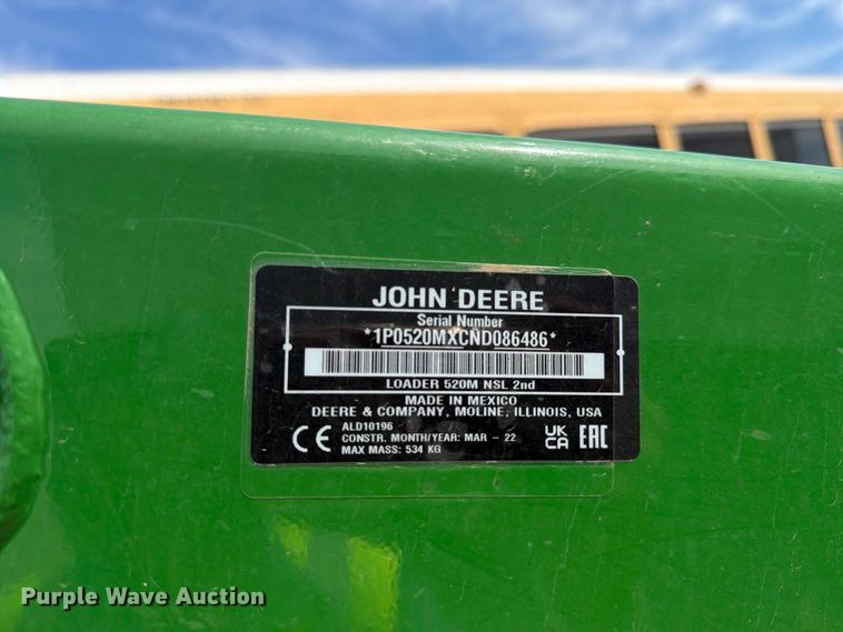 image for item YA5287 2022 John Deere 520M loader