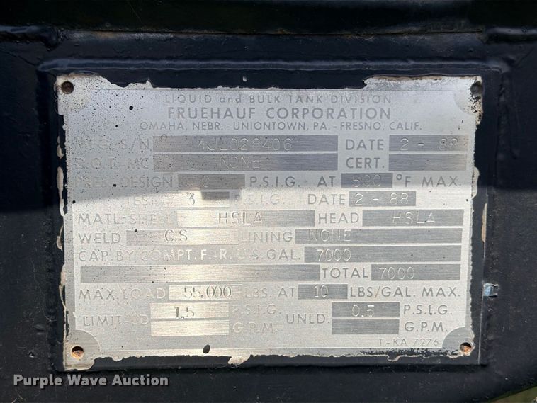 image for item DU1543 1988 Fruehauf TEH-F2-R fuel trailer