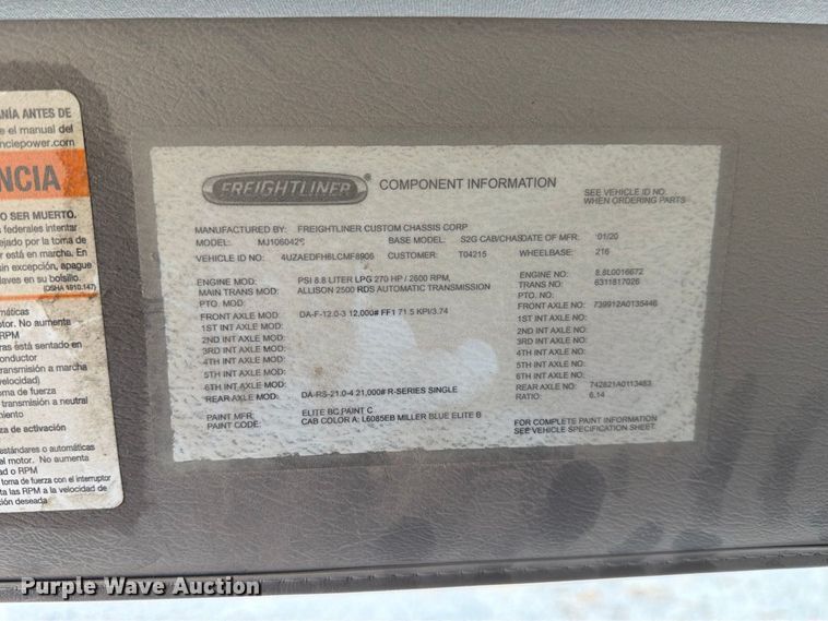 image for item DZ4716 2020 Freightliner S2G truck cab and chassis