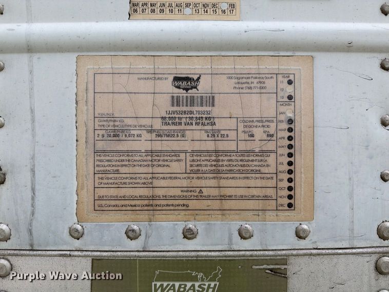 image for item DZ4769 2013 Wabash RFALHSA refrigerated van trailer