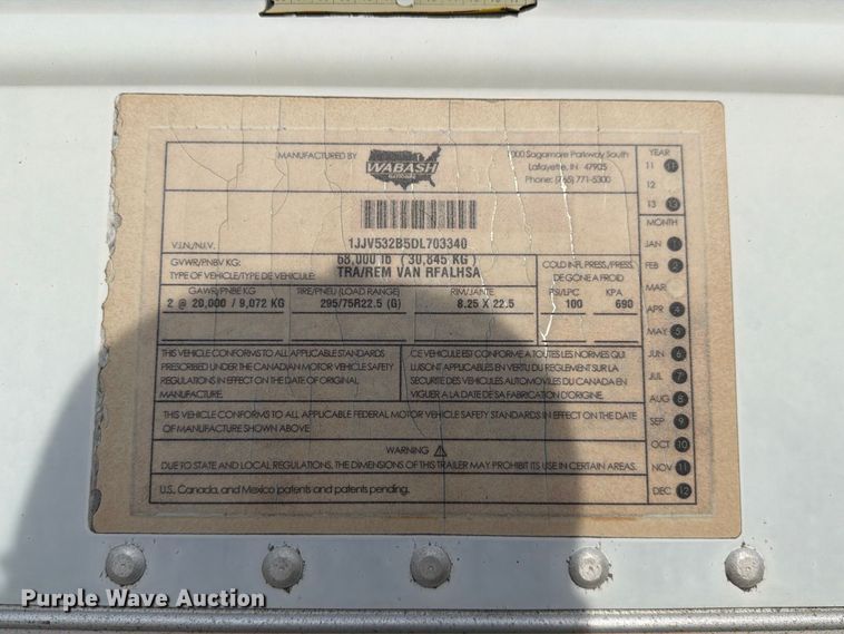 image for item DZ4771 2013 Wabash RFALHSA refrigerated van trailer