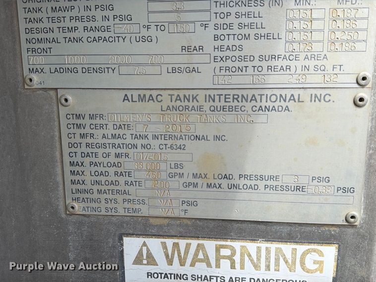image for item EA7338 2015 Mack GU433 fuel truck
