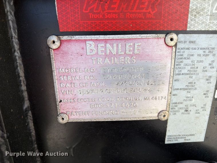 image for item EF1396 2013 Benlee TASM26S roll-off container trailer